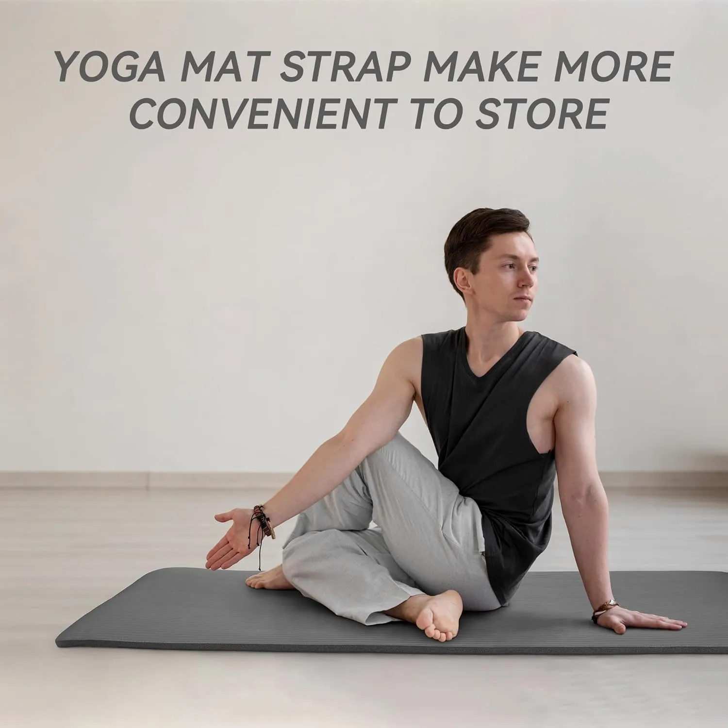 1 Inch Yoga Mat Thick Exercise Workout Mat with Extra Carry Strap Non-slip Fitness Mat Gym Pilates Mat for Stretching & Floor Home Workout Outdoor Training