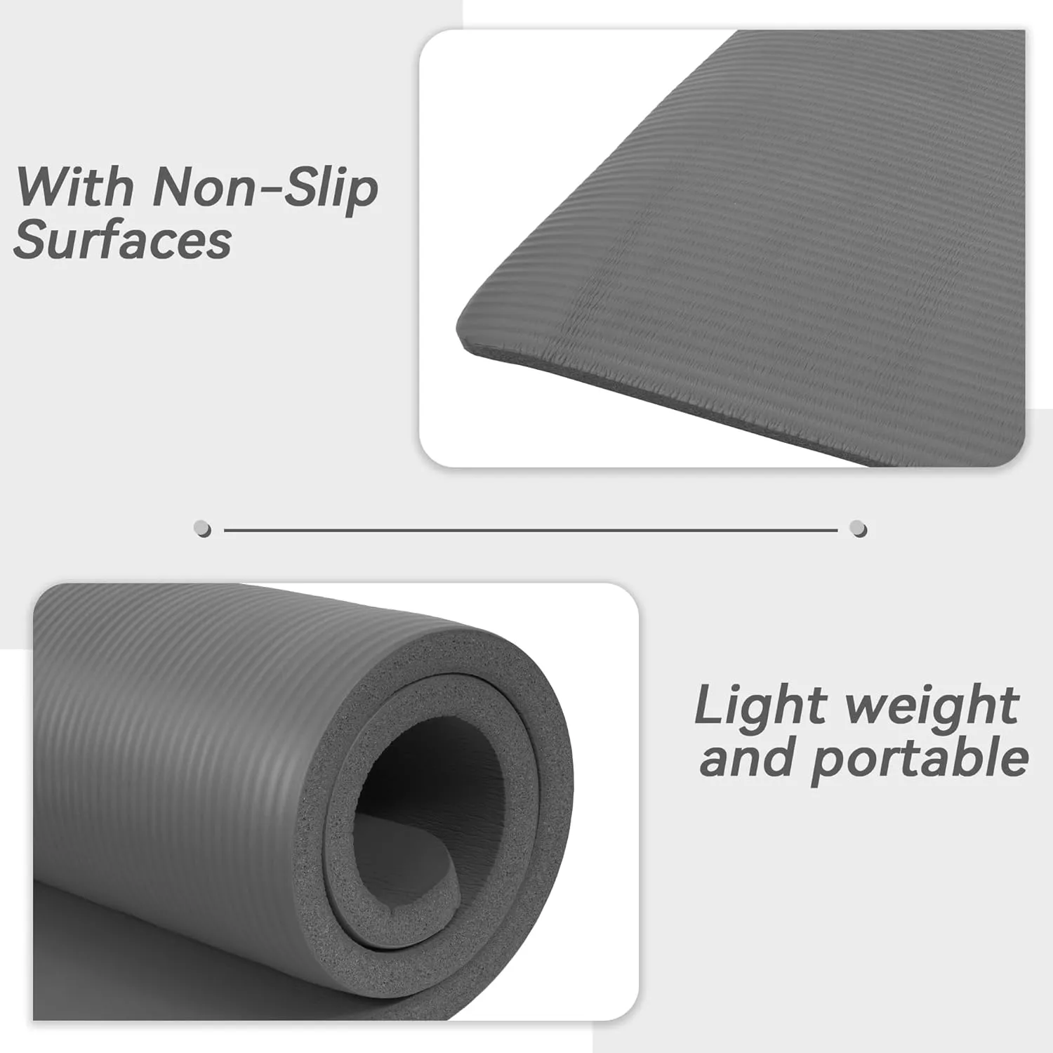 1 Inch Yoga Mat Thick Exercise Workout Mat with Extra Carry Strap Non-slip Fitness Mat Gym Pilates Mat for Stretching & Floor Home Workout Outdoor Training