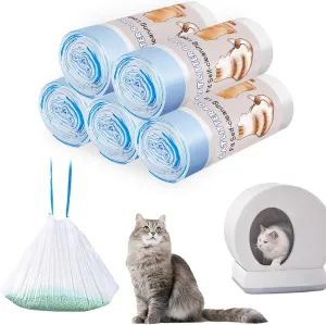 100 Count Self-Cleaning Cat Litter Box Liners Compatible With MW-SC01/MW-SC02/MW-LR01, Drawstring Heavy Duty Kitty Waste Bags Disposable Receptacles Bags Trash Bag -18" x 12.6"