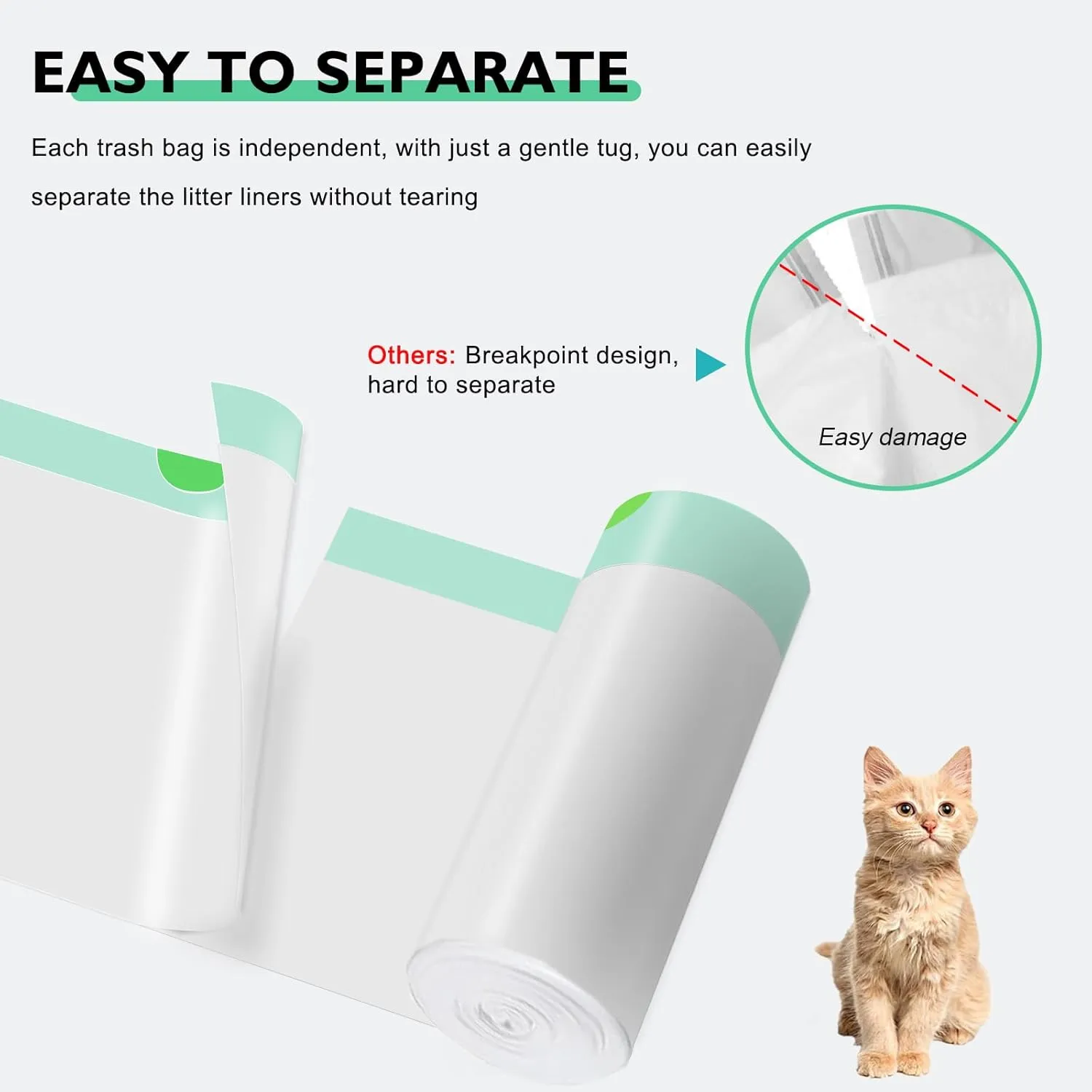 100 Pack Cat Litter Box Liner Bags Compatible with Self-cleaning Cat Litter Box, Thick Heavy Duty Drawstring Automatic Kitty Litter Box Waste Drawer Liners-19" x 18"