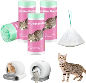 100 Pack Cat Litter Box Liner Bags Compatible with Self-cleaning Cat Litter Box, Thick Heavy Duty Drawstring Automatic Kitty Litter Box Waste Drawer Liners-19" x 18"