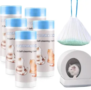 100 Pack Cat Litter Box Liners Compatible With MW-SC01/MW-SC02/MW-LR01 Automatic Cat Litter Box, Drawstring Heavy Duty Kitty Litter Receptacles Bags For Self-Cleaning Litter Box, 18" x 12.6"