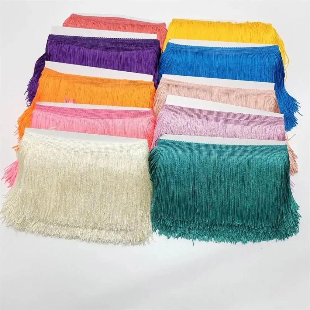 10cm Wide Lace Fringe Trim Tassel Fringe Trimming for Latin Dress Stage Clothes Accessories Lace Ribbon Tassel 40 1yards