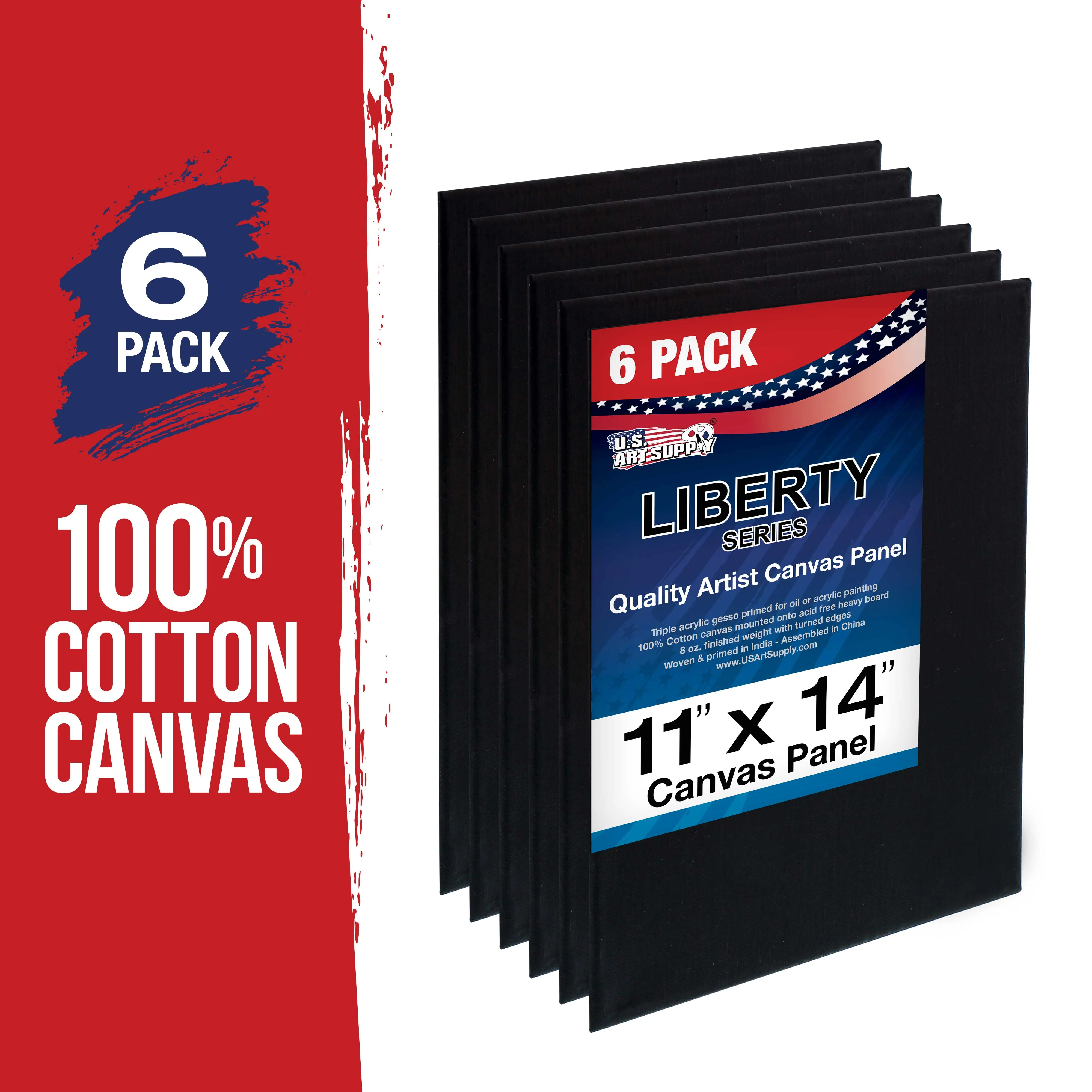 11" x 14" Black Professional Artist Quality Acid Free Canvas Panel Boards for Painting 6-Pack