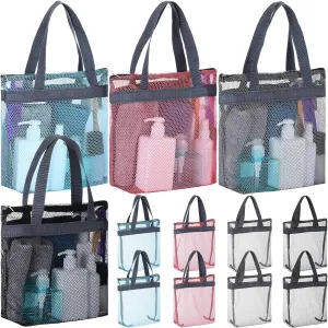 12 Pcs Mesh Shower Caddy Portable 12.2 x 10.24 In Large Gym Shower Bag Bulk with Zipper Quick Dry Shower Bag Hanging Toiletry and Bath Organizer for Swimming Camping Travel College Dorm Beach Sports