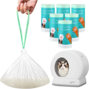 120 Count Self-Cleaning Cat Litter Box Liners Bag Fit For MW-SC01/MW-SC02/MW-LR01, Drawstring Heavy Duty Cat Litter Receptacles Bags-18" * 12"
