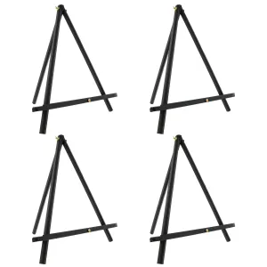 12" High Black Wood Display Stand A-Frame Artist Easel, 4 Pack - Adjustable Wooden Tripod Tabletop Holder Stand for Canvas, Painting Party, Signs