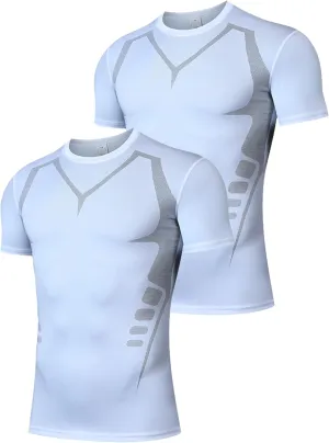 2 Pack Workout Shirts for Men, Quick Dry Athletic Gym Active T Shirt for Running, Breathable Outdoor Training Shirts