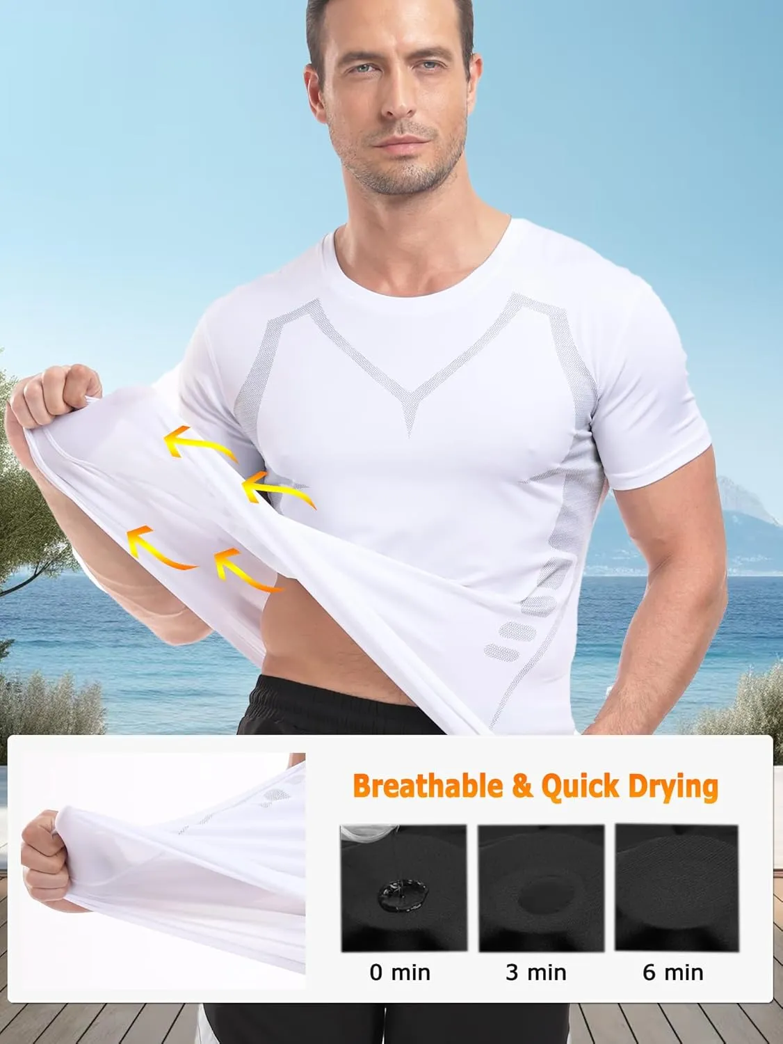 2 Pack Workout Shirts for Men, Quick Dry Athletic Gym Active T Shirt for Running, Breathable Outdoor Training Shirts