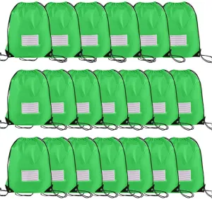 20 Pcs Drawstring Bags,Bulk Draw String Backpack, DIY Gym Sports Cinch Bag Sackpack for Women Men, Green