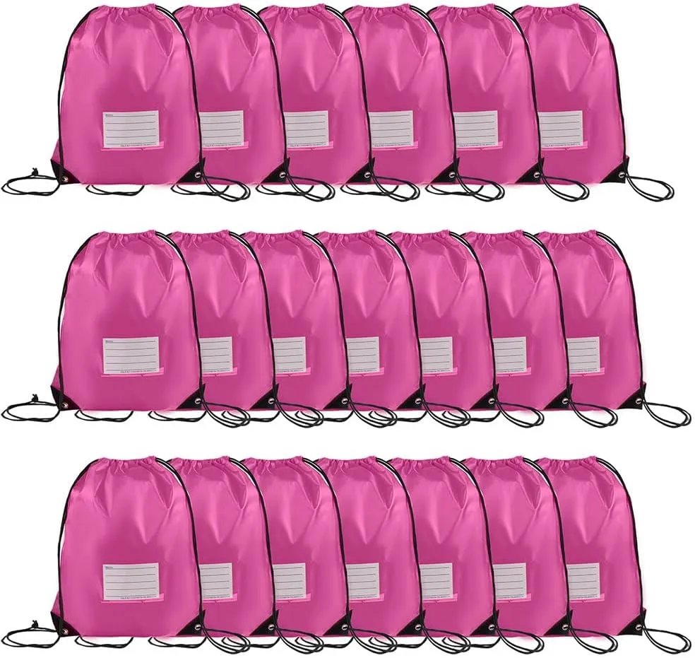 20 Pcs Drawstring Bags,Bulk Draw String Backpack, DIY Gym Sports Cinch Bag Sackpack for Women Men, Pink