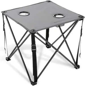 26” (66cm) Heavy-Duty Portable Camping Folding Table, 2 Cup Holders, Compact, Square, Carrying Case Included, Steel Frame, High-Grade 600D Canvas