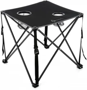 26” (66cm) Heavy-Duty Portable Camping Folding Table, 2 Cup Holders, Compact, Square, Carrying Case Included, Steel Frame, High-Grade 600D Canvas