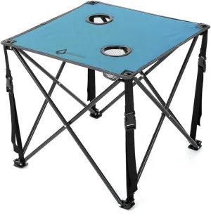 26” (66cm) Heavy-Duty Portable Camping Folding Table, 2 Cup Holders, Compact, Square, Carrying Case Included, Steel Frame, High-Grade 600D Canvas