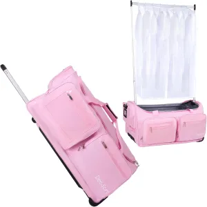 28 Dance Bag with Luggage Rack | Wheeled Upright Dance Bag, Pink