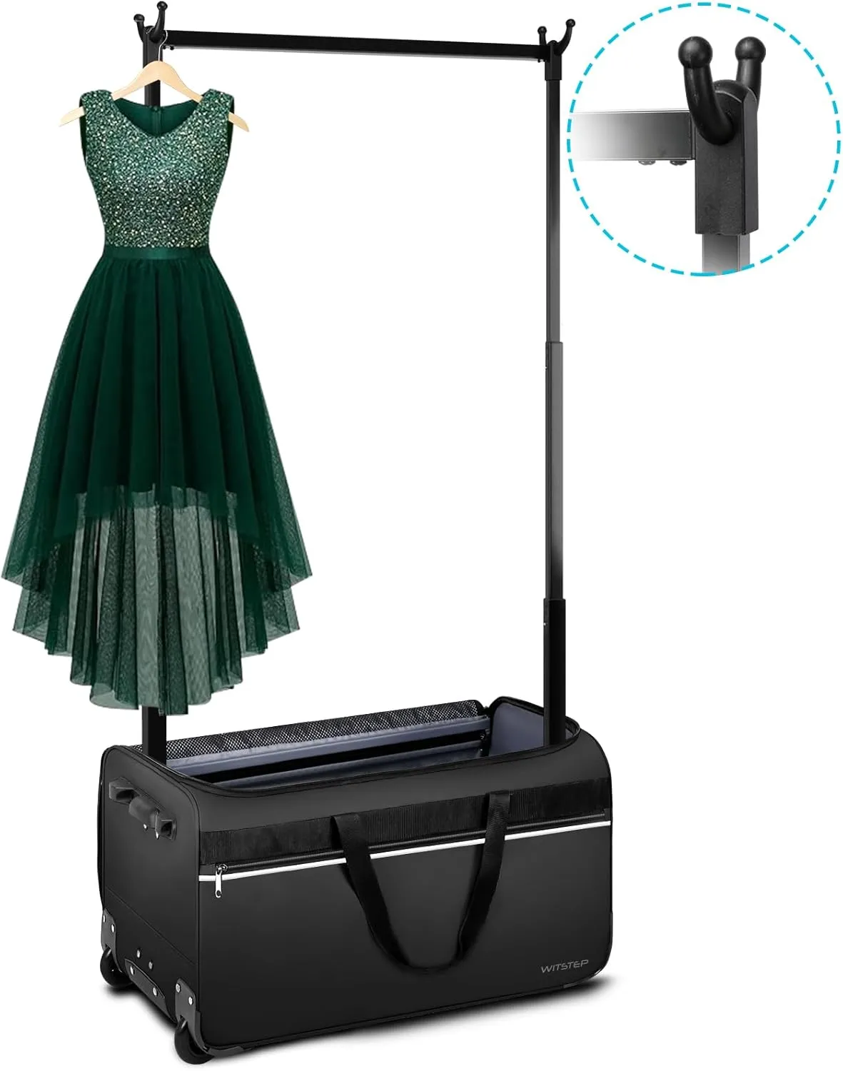 29 Inch Dance Bag,Professional Dance Competition Bag with Garment Rack and Mirror Hook | Rolling Dance Suitcase Duffle Bag with Garment Rack 2 Wheels - Collapsible,Versatile for Dance and Travel
