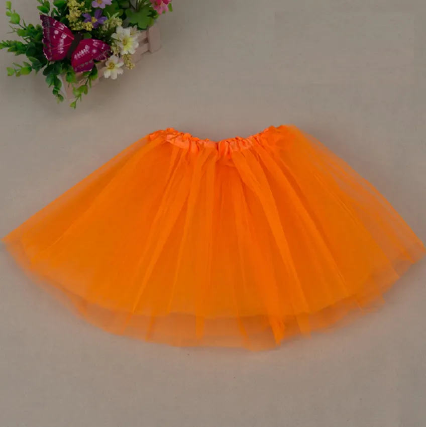 3 Layered Orange Ballet Tutu Skirt for 3-8 Years Kids