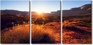 3 Panels American Landscapes Wall Art Prairie and Cliffs Canvas Art Wall Decor Natural Scenery Framed Wall Art for Bedroom Print on Canvas Stretched and Framed Ready to Hang 24x48inch