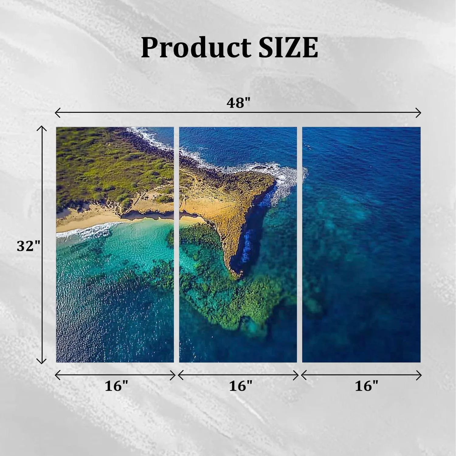 3 Panels Canvas Wall Art Aerial view coast Playa Jobos Isabela Puerto Rico Poster Print On Canvas Artworks for Office Home Living Room Decor Framed Ready to Hang 16"x32"x3pcs
