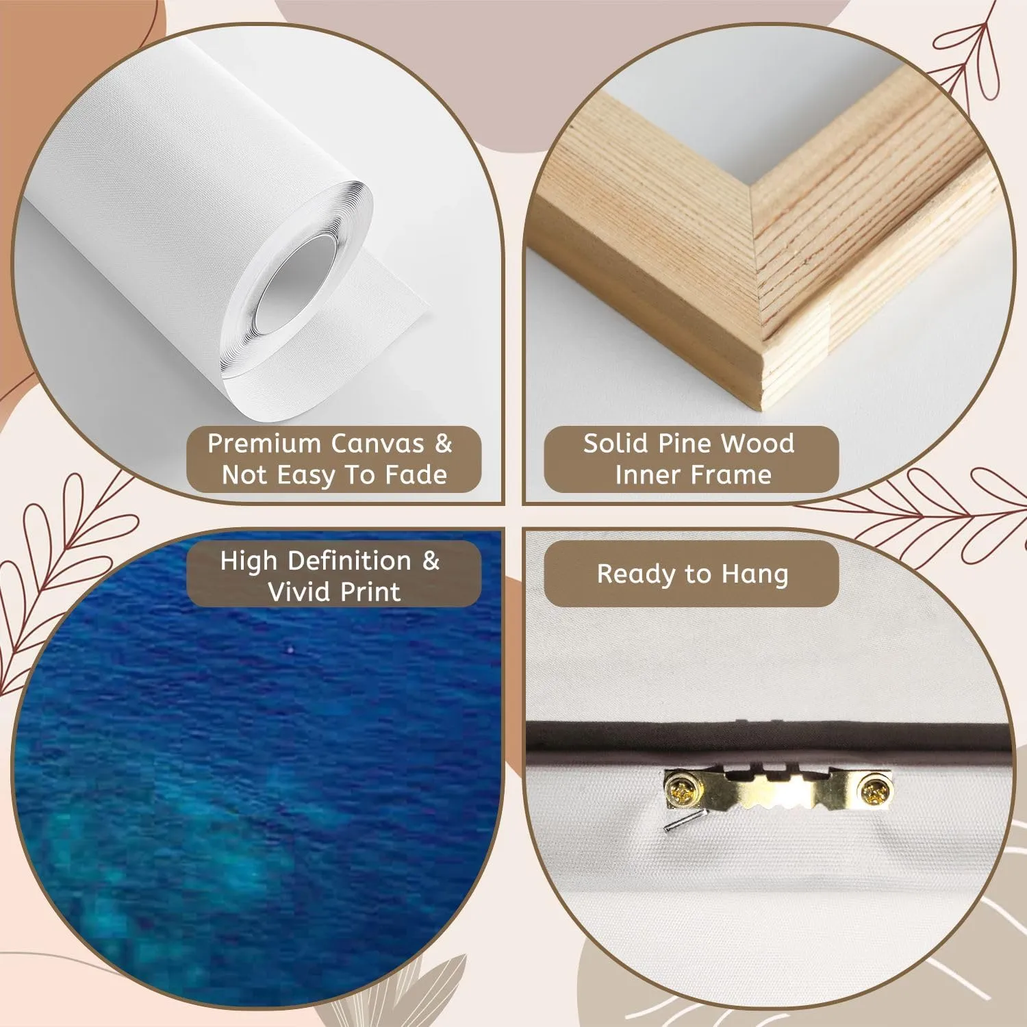 3 Panels Canvas Wall Art Aerial view coast Playa Jobos Isabela Puerto Rico Poster Print On Canvas Artworks for Office Home Living Room Decor Framed Ready to Hang 16"x32"x3pcs