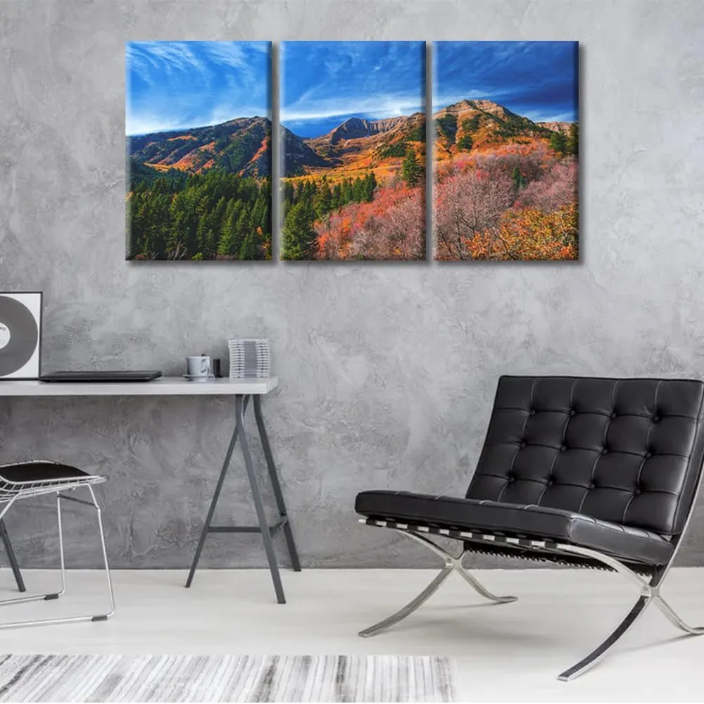 3 Pieces Wall Art Mount Timpanogos Alpine Loop Area of Fork Canyon in Utah County US Wall Decorations Canvas Prints Pictures Modern Living Room Bedroom Office Home Decor Artwork 20x42inch