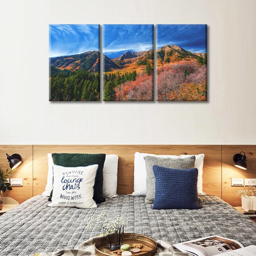 3 Pieces Wall Art Mount Timpanogos Alpine Loop Area of Fork Canyon in Utah County US Wall Decorations Canvas Prints Pictures Modern Living Room Bedroom Office Home Decor Artwork 20x42inch