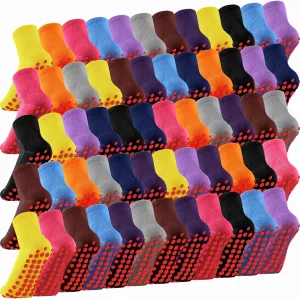 30 Pairs Non Slip Socks Non Skid Socks with Grips for Elderly Yoga Hospital Cushioned Sole Gripper for Men Women, 10 Colors