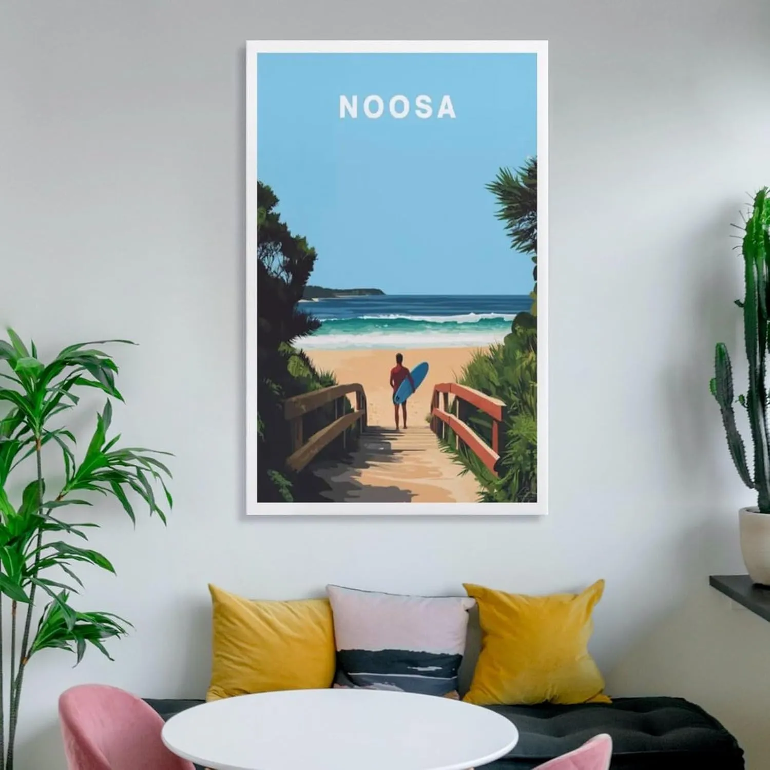 321ARTS Noosa Travel Print Canvas Wall Art Poster Picture Home Room Decor Mural 12x18inch(30x45cm)