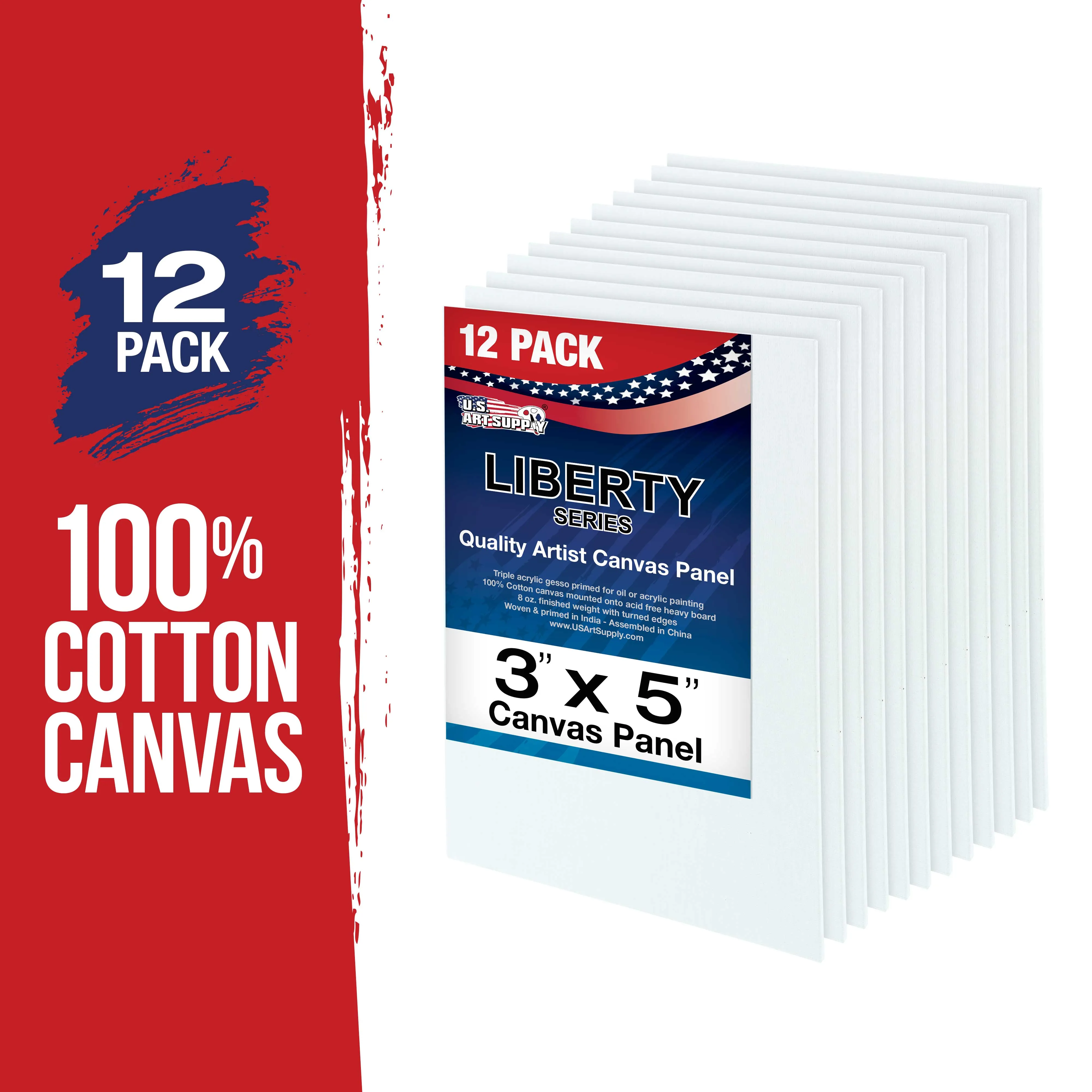 3" x 5" Professional Artist Quality Acid Free Canvas Panel Boards for Painting 12-Pack