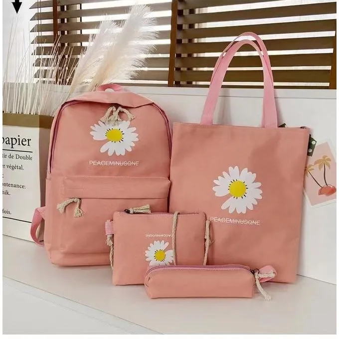 4-Piece School Bag Set Daisy Flower  Backpack Set Stylish &amp; Practical new arrival 2024
