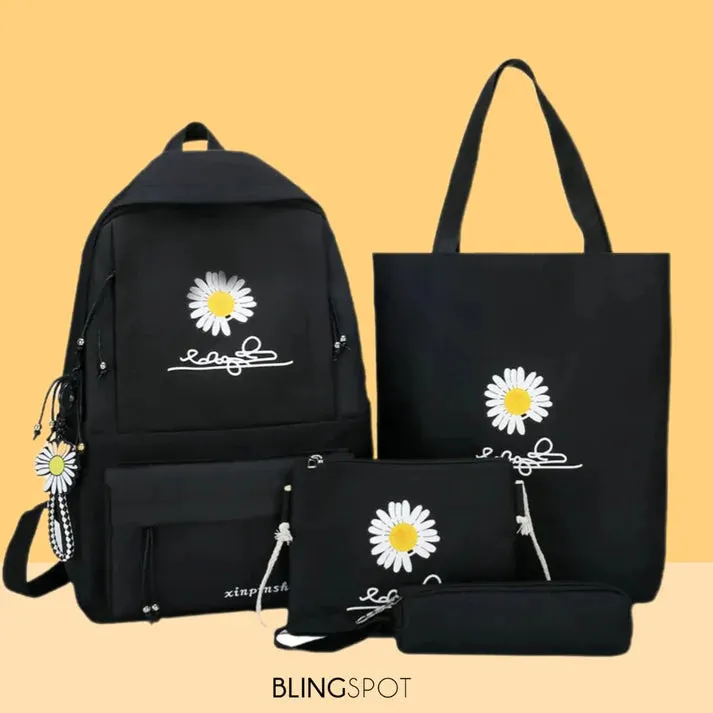 4-Piece School Bag Set Daisy Flower  Backpack Set Stylish &amp; Practical new arrival 2024