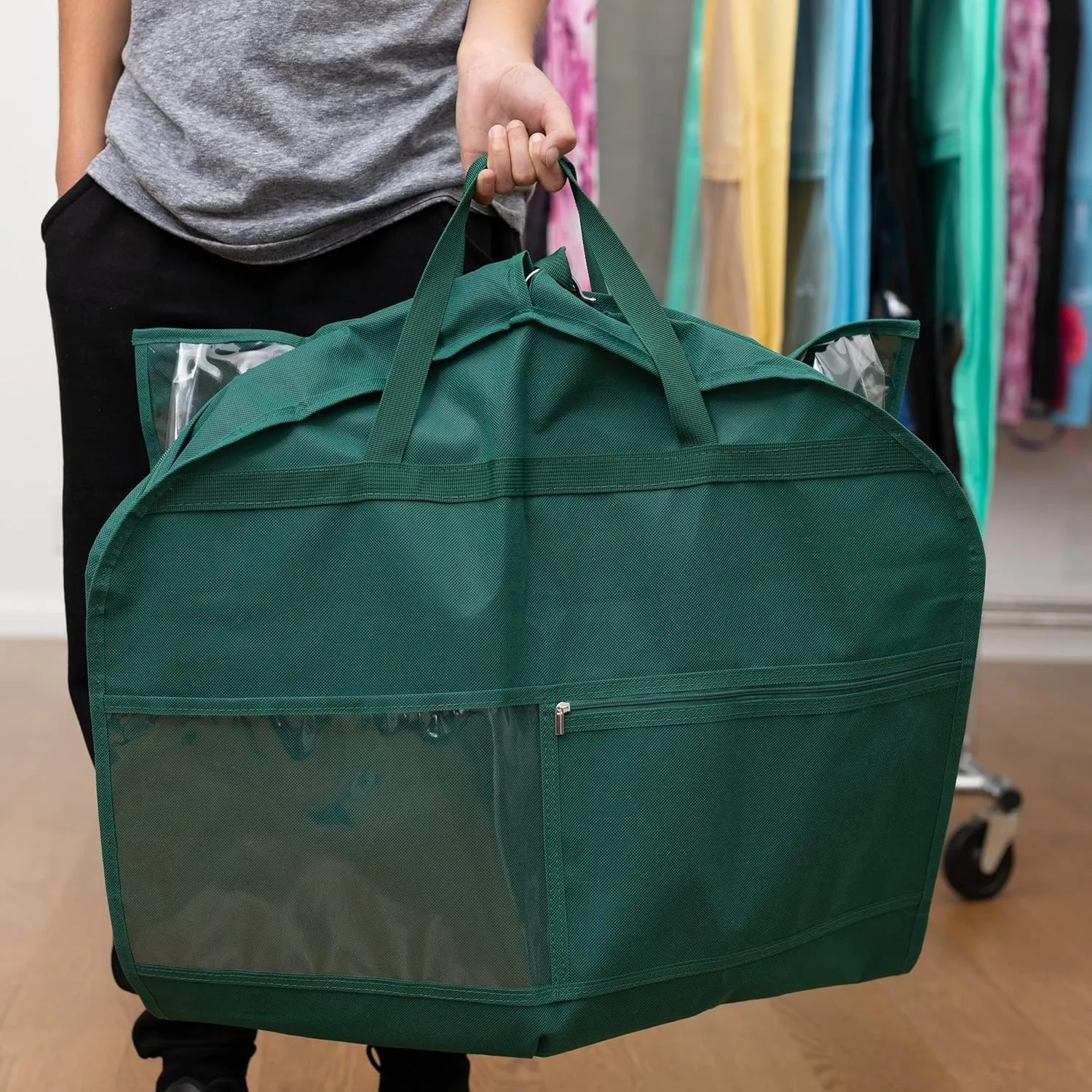40 Inch Garment Bag for Boys Sports Travel, Dance, Theater (Forest)