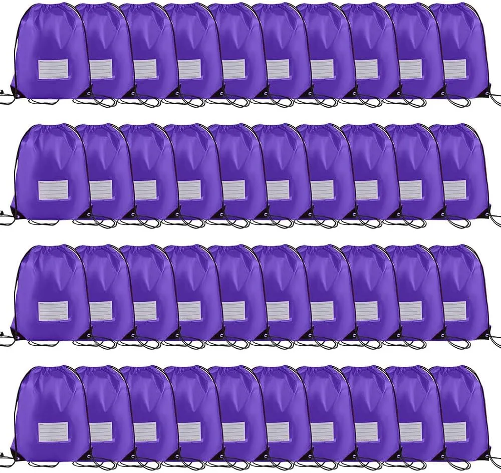 40 Pcs Drawstring Bags,Bulk Draw String Backpack, DIY Gym Sports Cinch Bag Sackpack for Women Men, Purple