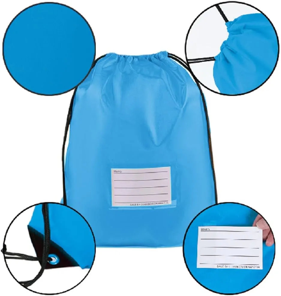 40 Pcs Drawstring Bags,Bulk Draw String Backpack, DIY Gym Sports Cinch Bag Sackpack for Women Men, Sky Blue