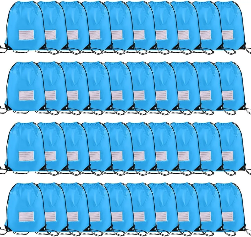 40 Pcs Drawstring Bags,Bulk Draw String Backpack, DIY Gym Sports Cinch Bag Sackpack for Women Men, Sky Blue