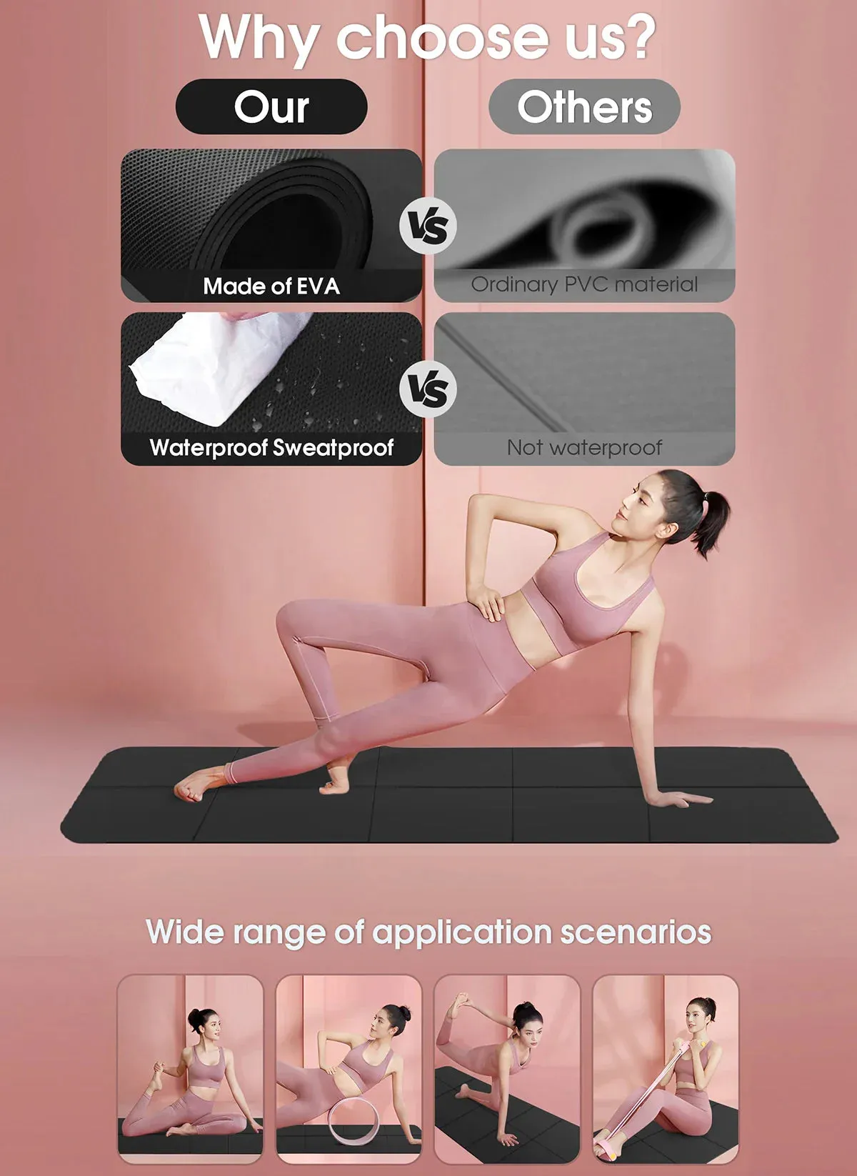 4MM Thick Yoga Mat for Exercise Yoga and Pilates Gymnastics Mat
