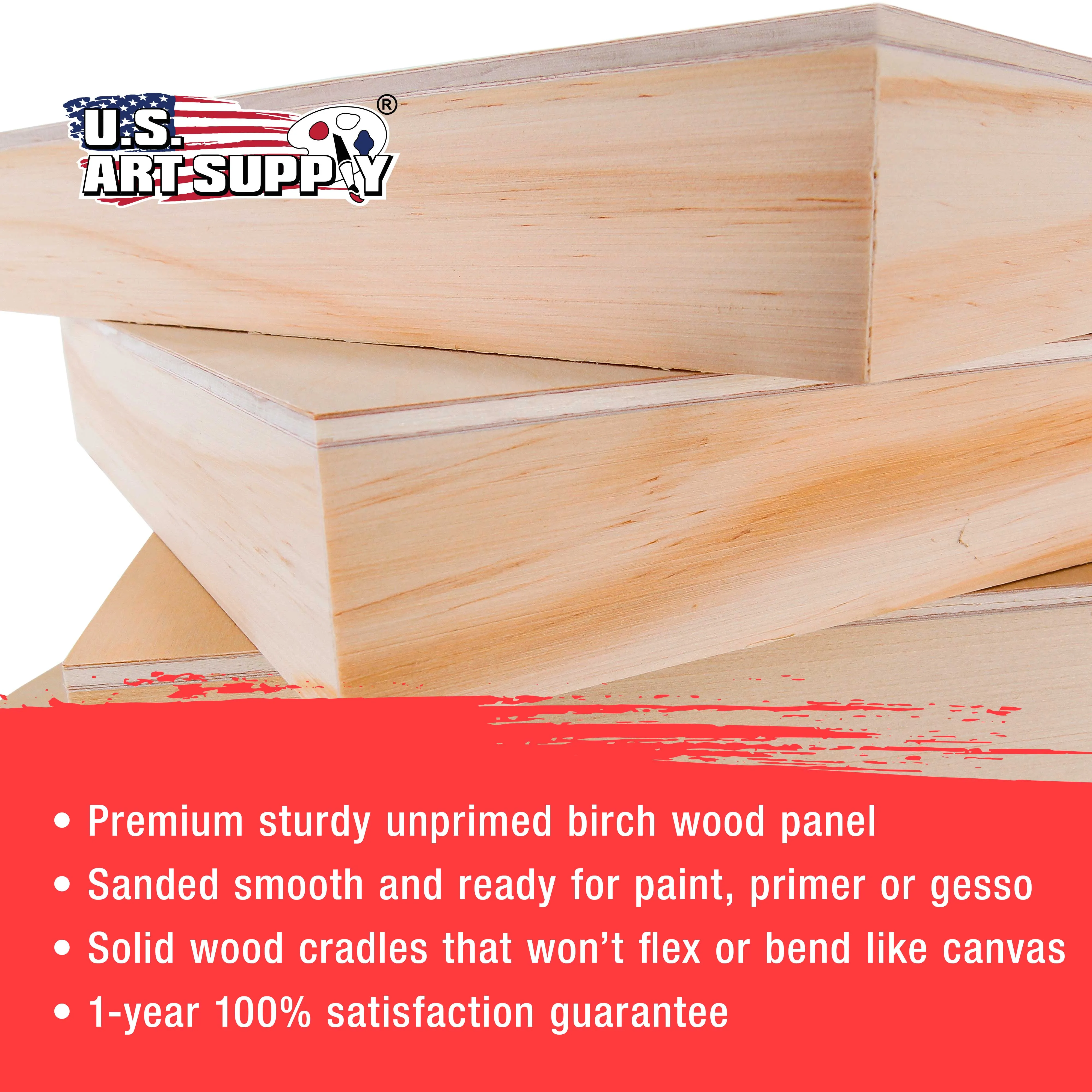 4" x 12" Unfinished Cradled Wood Panels for Painting, Gallery 1-1/2" Deep (4 Pack) - Artist Depth Wooden Wall Canvases - Mixed-Media Craft, Acrylic, Oil, Encaustic, Paint Pouring
