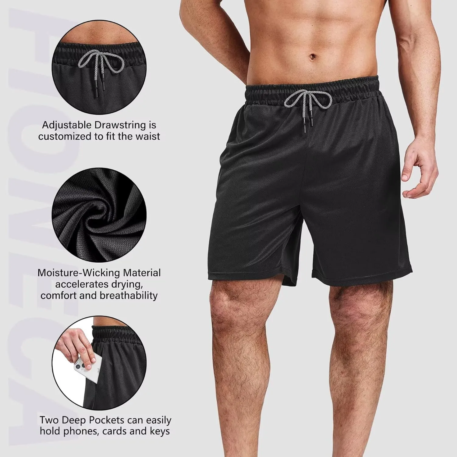 5 Pack Gym Shorts for Men 7 inch, Mens Athletic Running Shorts Dry Fit & Mesh Active Workout Shorts for Men with Pockets