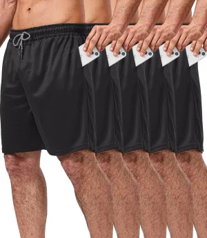 5 Pack Gym Shorts for Men 7 inch, Mens Athletic Running Shorts Dry Fit & Mesh Active Workout Shorts for Men with Pockets