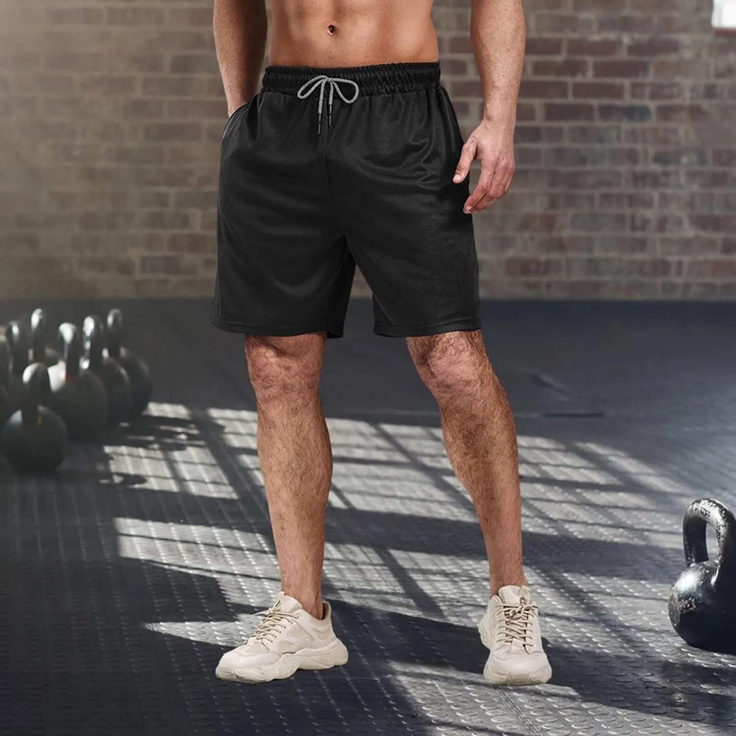 5 Pack Gym Shorts for Men 7 inch, Mens Athletic Running Shorts Dry Fit & Mesh Active Workout Shorts for Men with Pockets