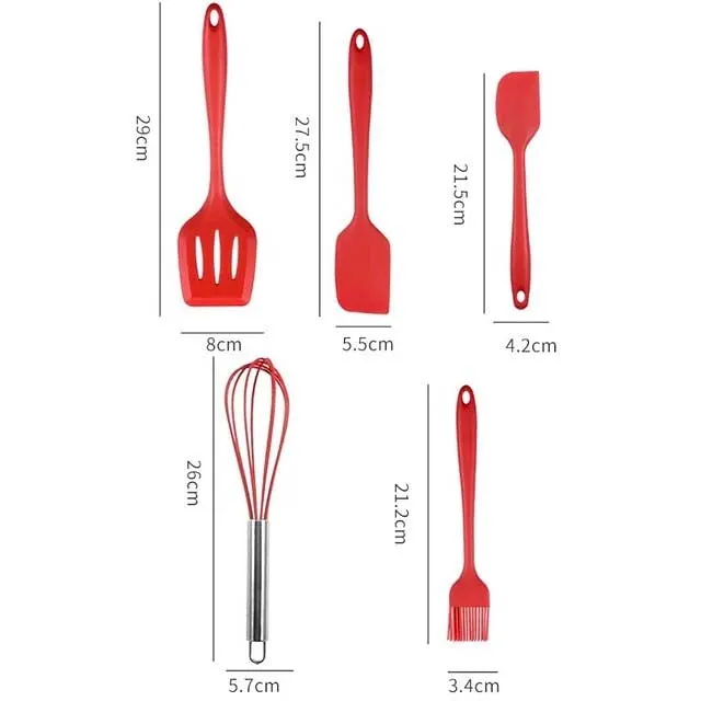 5-Pieces: Silicone Cooking Utensils Sets