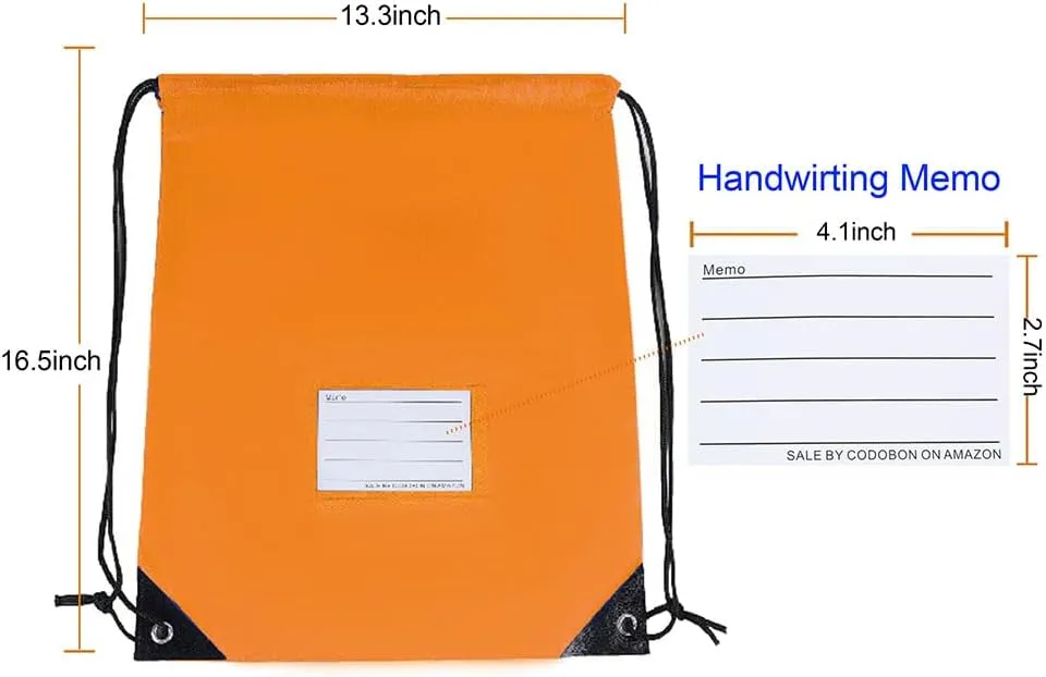 50 Pcs Drawstring Bags,Bulk Draw String Backpack, Cinch Bag Sackpack for Travel Gym Sport, Orange