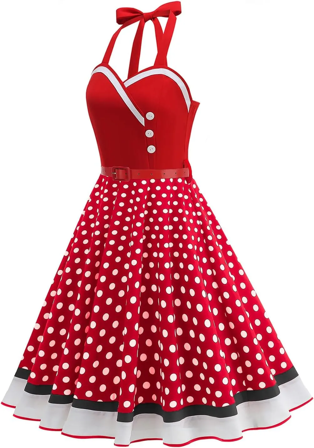 50s Dresses for Women Vintage 1950s Retro Cocktail Party Swing Dress with Belt Pin up 50's Polka Dot Floral Rockabilly Dress