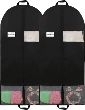 51" Garment Bags with Zipper Pocket for Dance Costume,Wedding Gown,Suit,Furs,Garment Bags for Travel and Storage(Pack of 2,Black)