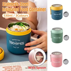 530ml Stainless Steel Insulated Lunch Box Portable Food Storage Mug Soup Meals
