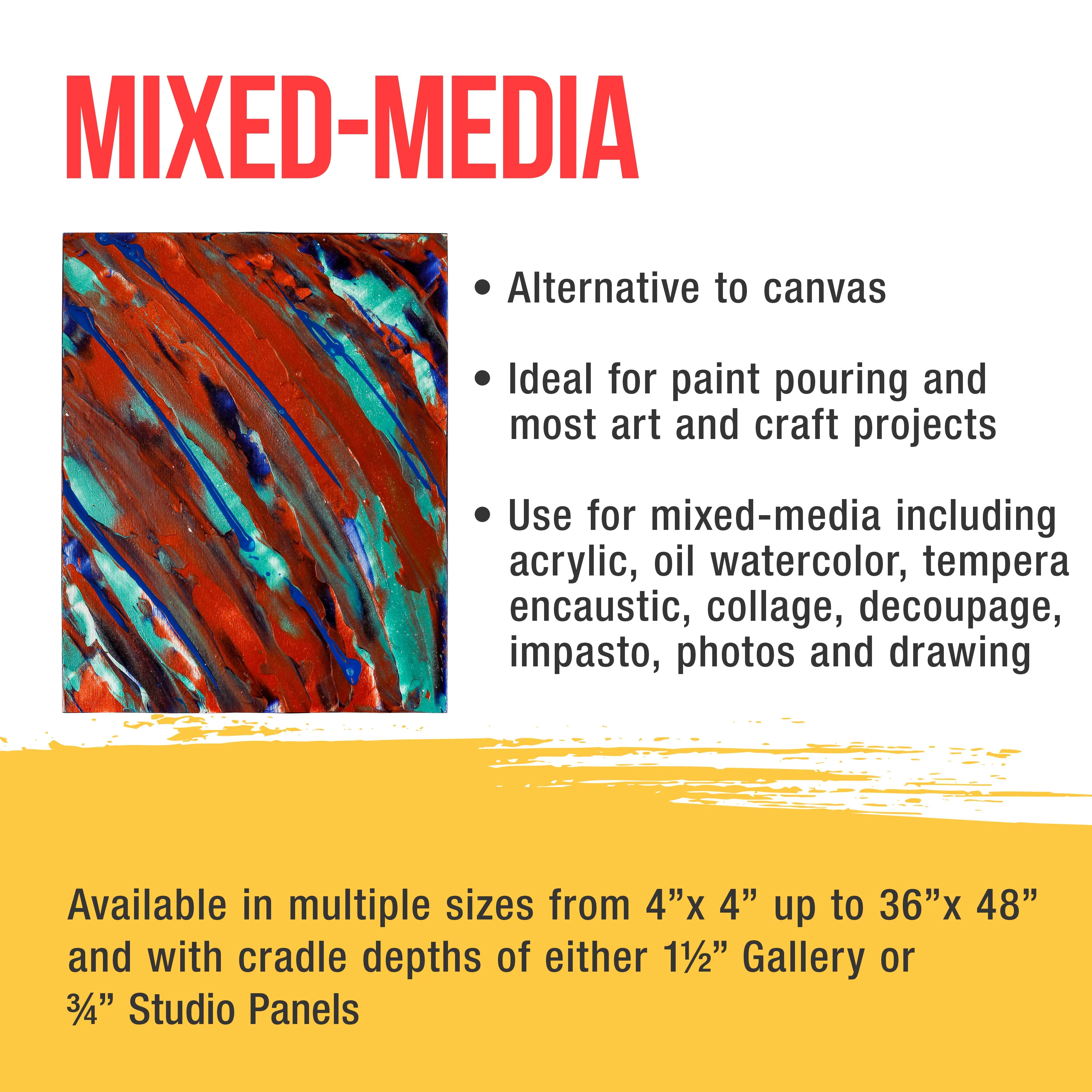 5" x 7" Unfinished Cradled Wood Panels for Painting, Gallery 1-1/2" Deep (4 Pack) - Artist Depth Wooden Wall Canvases - Mixed-Media Craft, Acrylic, Oil, Encaustic, Paint Pouring