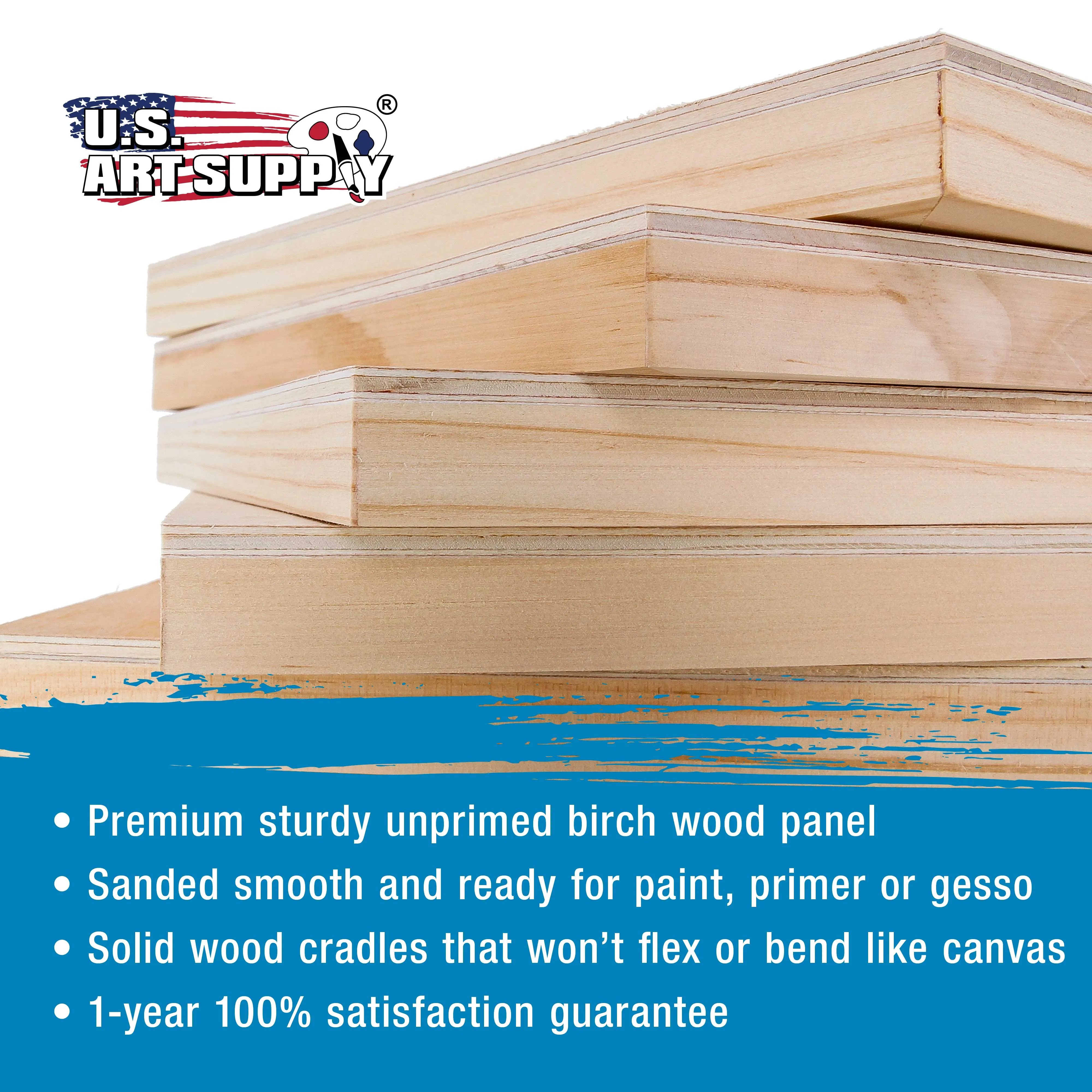 5" x 7" Unfinished Cradled Wood Panels for Painting, Gallery 1-1/2" Deep (4 Pack) - Artist Depth Wooden Wall Canvases - Mixed-Media Craft, Acrylic, Oil, Encaustic, Paint Pouring