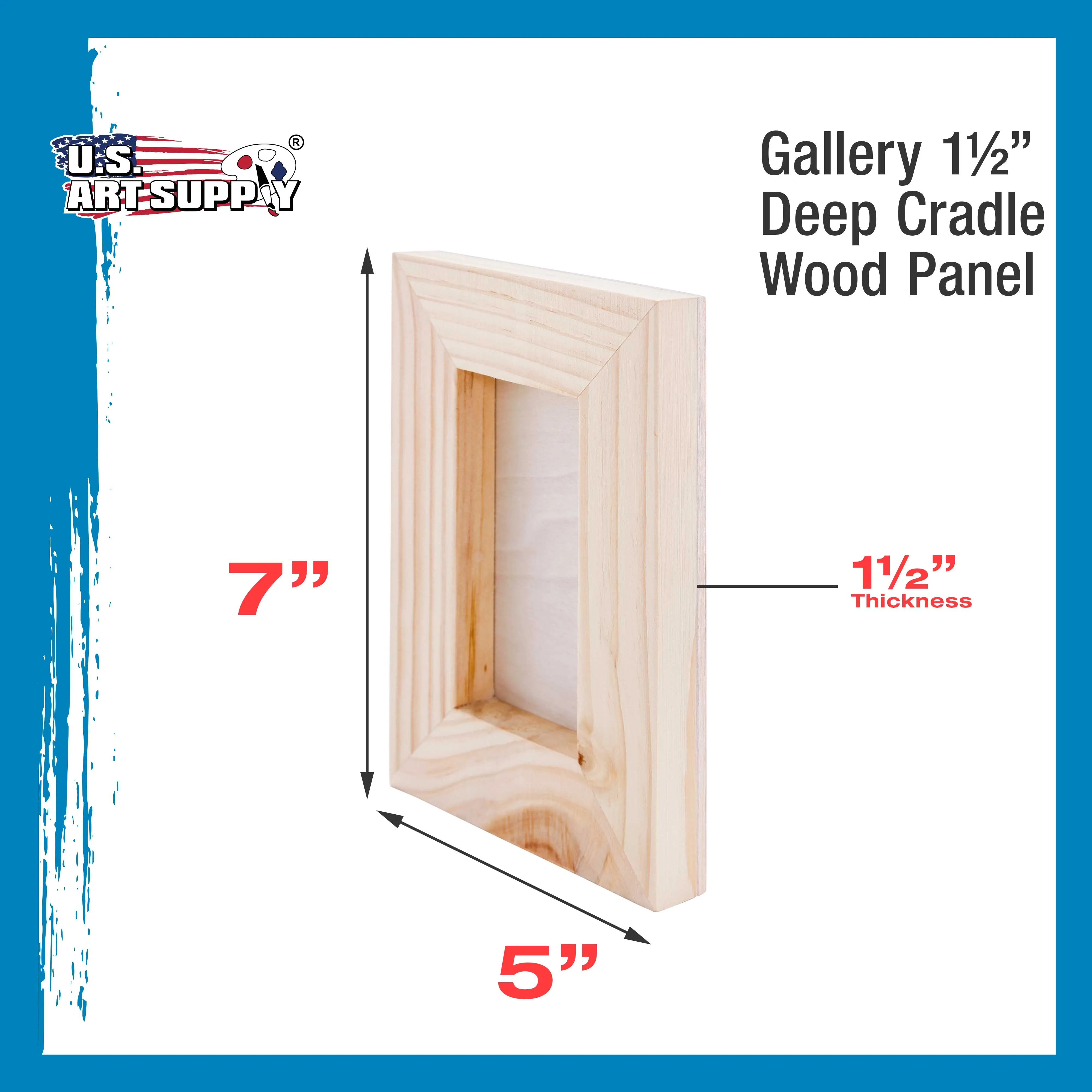 5" x 7" Unfinished Cradled Wood Panels for Painting, Gallery 1-1/2" Deep (4 Pack) - Artist Depth Wooden Wall Canvases - Mixed-Media Craft, Acrylic, Oil, Encaustic, Paint Pouring