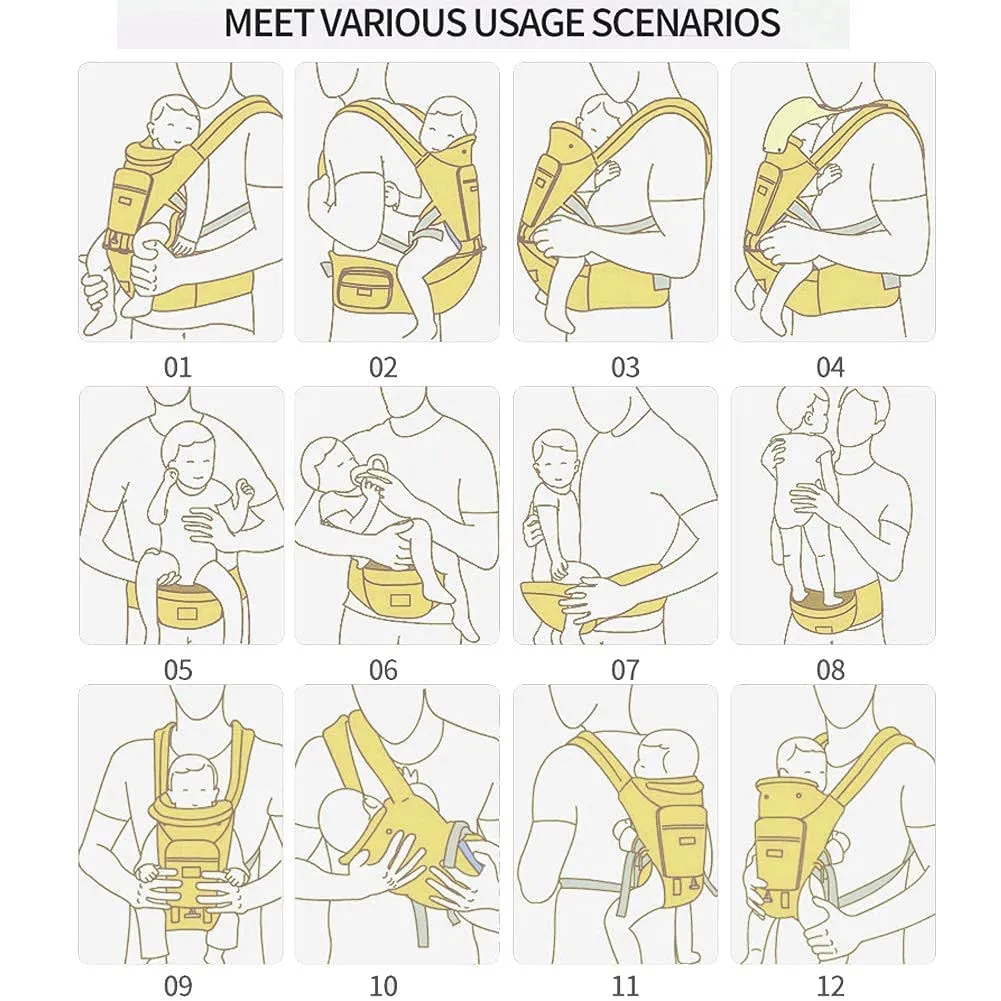6-in-1 Baby Carrier - Newborn to Toddler, Hip Seat & Lumbar Support, 7-41 lbs, All Seasons & Positions, Adjustable Size for Shopping, Hiking & Travelling