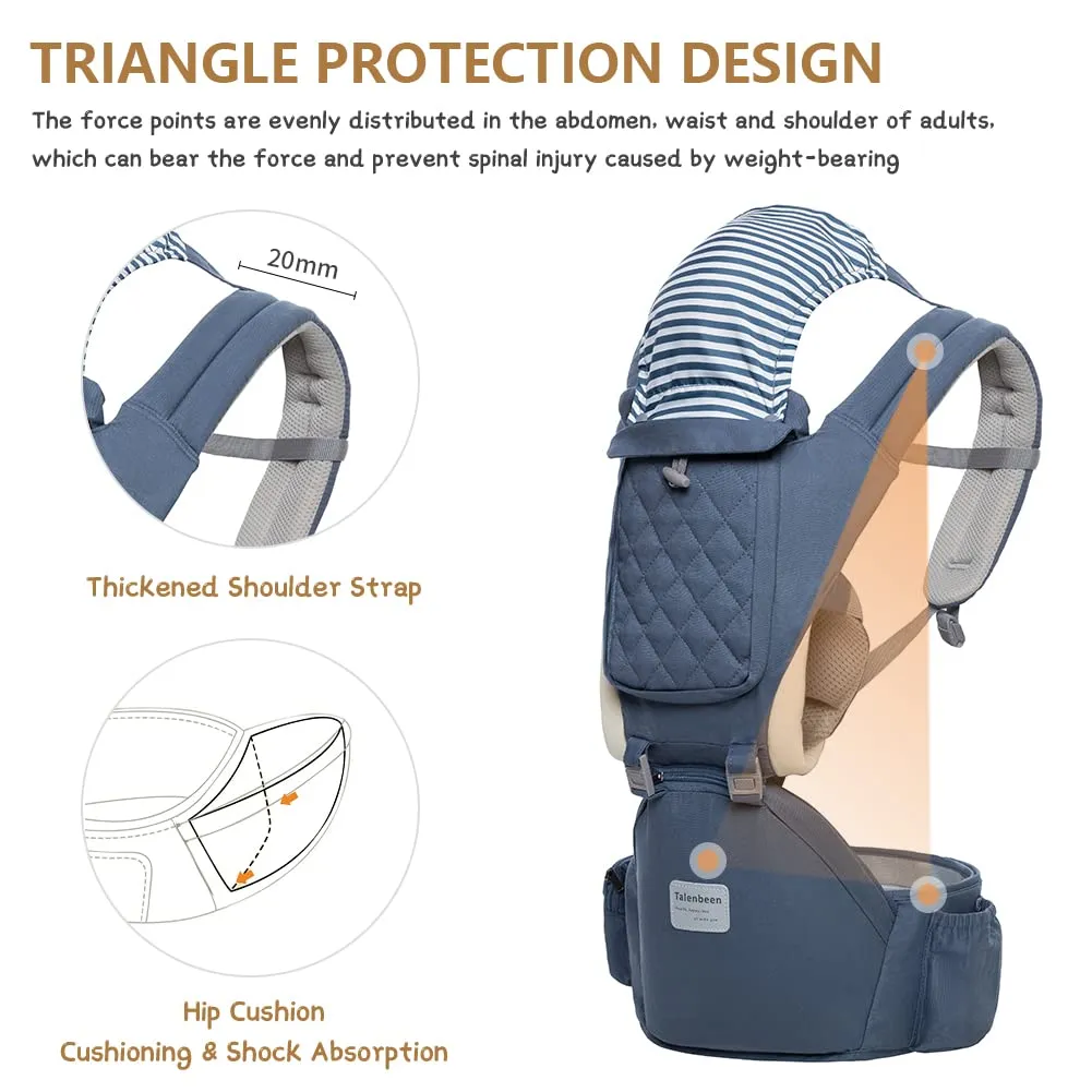 6-in-1 Baby Carrier - Newborn to Toddler, Hip Seat Lumbar Support, 7-41 lbs, All Seasons & Positions, Adjustable Size for Shopping, Hiking, Travelling